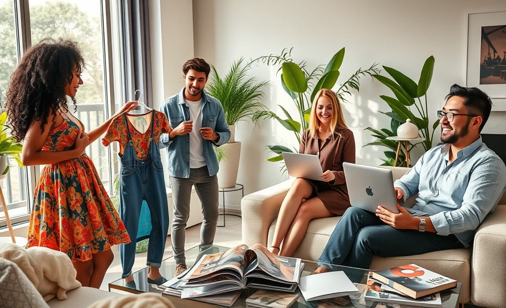 Imagem destacada do programa de Testes Gratuitos da SHEIN, mostrando pessoas felizes experimentando roupas.