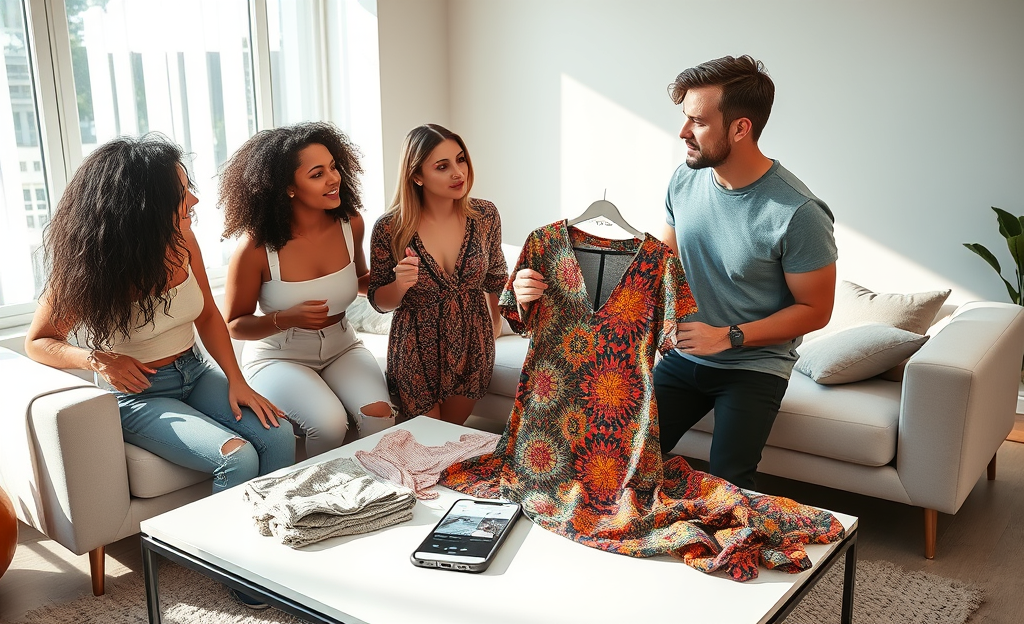 Usuários testando roupas selecionadas pela SHEIN