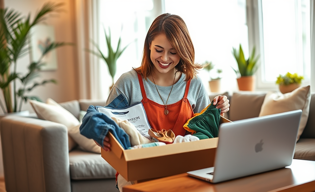 Pessoas recebendo roupas da SHEIN com programa de teste gratuito.