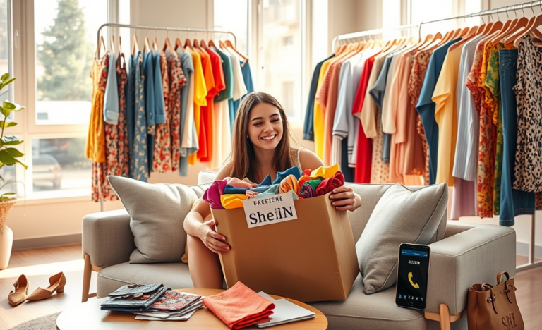 Imagem de roupas da SHEIN disponíveis no programa de envio grátis.
